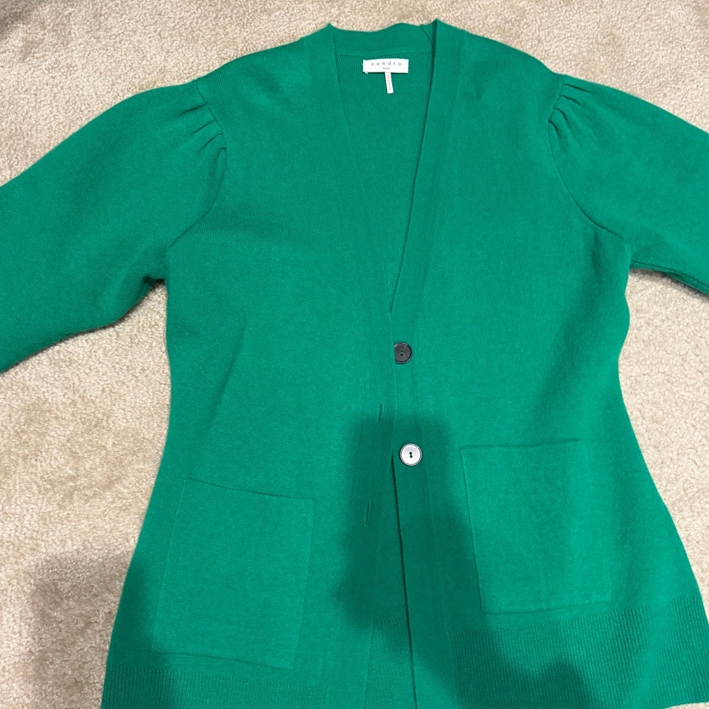 Sandro Vibrant Green Knit Cardigan
